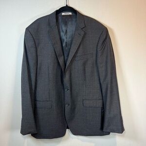 DKNY 100% Wool Single Breasted Blazer Sport Coat Suit Jacket Gray Plaid Mens 46R